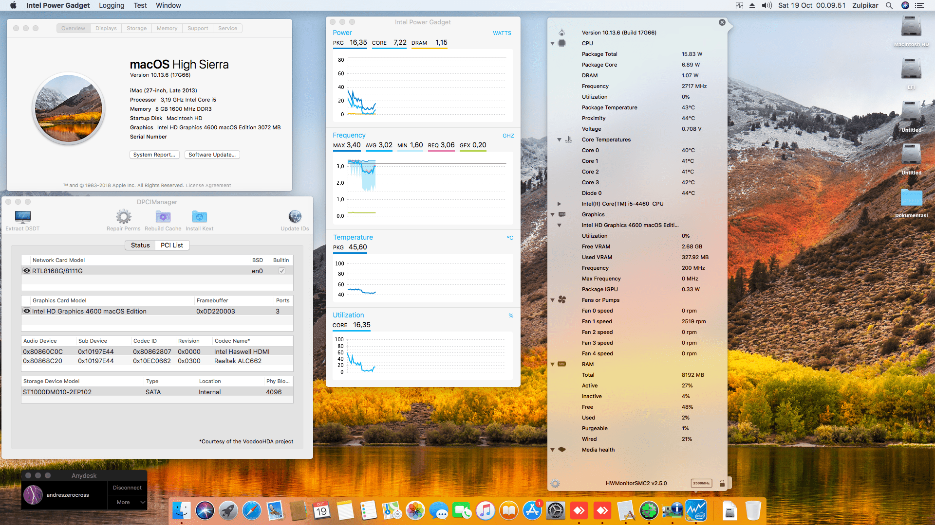 Success Hackintosh macOS High Sierra 10.13.6 Build 17G66 at ECS H81H3-M4 V1.0A + Intel Core i5 4460